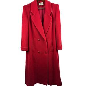 Women’s Vintage Cathy-Jo Red Double Breasted Wool Trench Coat Size M